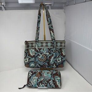 Vera Bradley Vintage Java Blue Retired Villager Wallet LOT USA Spring 2006